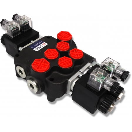 ROZDZIELACZ HYDRAULICZNY ELEKTRYCZNY 2 SEKCYJNY 80L 24V